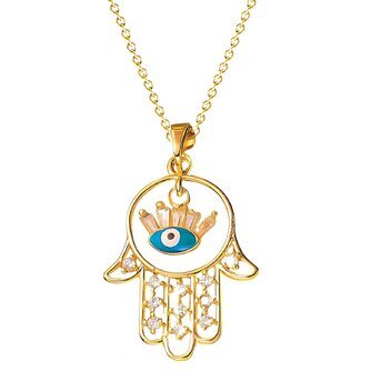 18K gold plated Stainless steel  "evil eye" necklace, Intensity