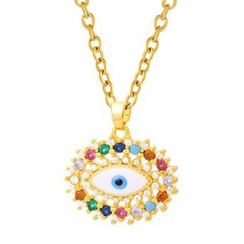 18K gold plated Stainless steel  "Evil Eye" necklace, Intensity