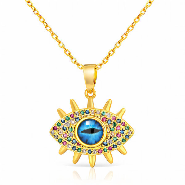 "evil eye" Necklace, 18K Gold Plated Steel