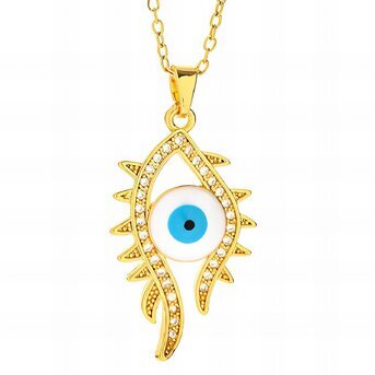 18K gold plated Stainless steel  "evil eye" necklace, Intensity