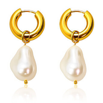 Earrings, 18K Gold Plated Steel