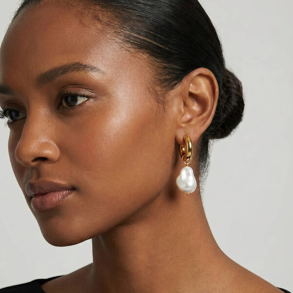 Earrings, 18K Gold Plated Steel