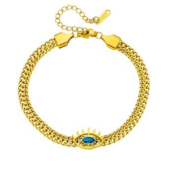 18K gold plated Stainless steel  "Evil Eye" bracelet, Intensity