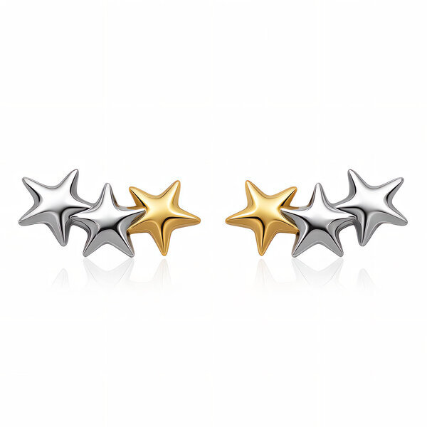 "Stars" Earrings, 18K Gold Plated Steel
