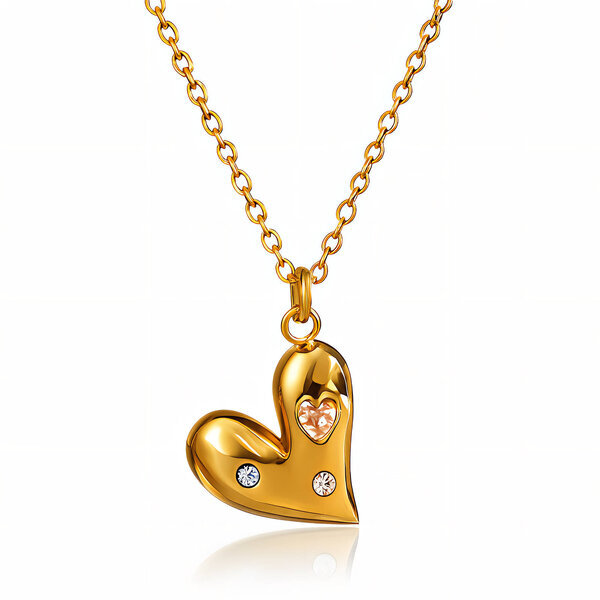 "Heart" Necklace, 18K Gold Plated Steel