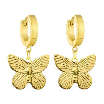 18K gold plated Stainless steel  "Butterflies" earrings, Intensity