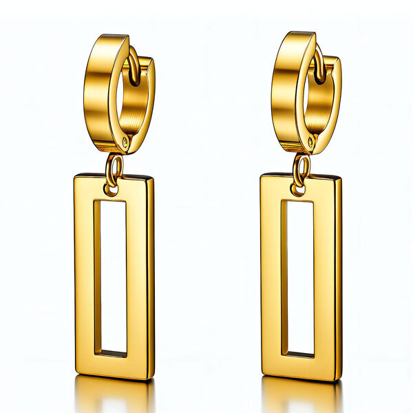 Earrings, 18K Gold Plated Steel