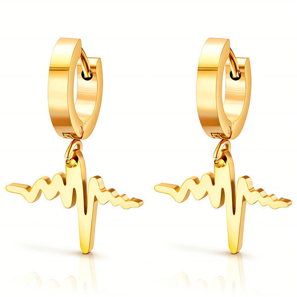 Earrings, 18K Gold Plated Steel