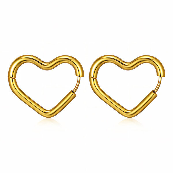 "Hearts" Earrings, 18K Gold Plated Steel