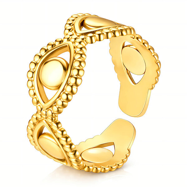 "Evil Eyes" Ring, 18K Gold Plated Steel