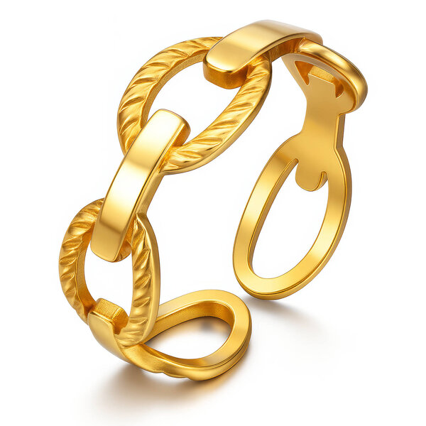Ring, 18K Gold Plated Steel