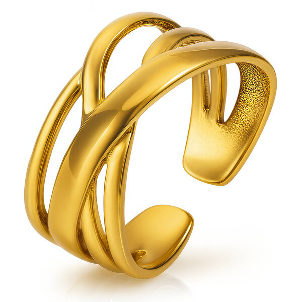 Ring, 18K Gold Plated Steel