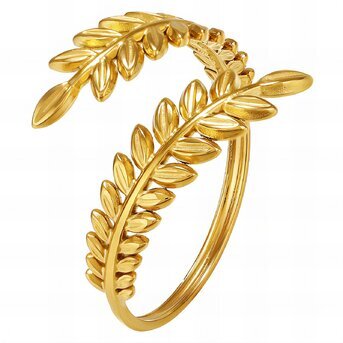 18K gold plated Stainless steel  "Leafs" finger ring, Intensity