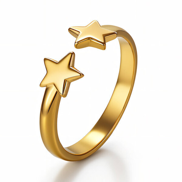 "Stars" Ring, 18K Gold Plated Steel