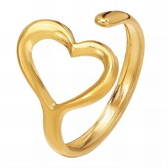 18K gold plated Stainless steel  "Heart" finger ring, Intensity