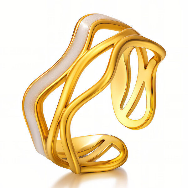 Ring, 18K Gold Plated Steel