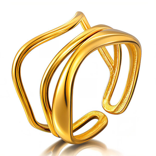 Ring, 18K Gold Plated Steel