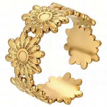 18K gold plated Stainless steel  "Flowers" finger ring, Intensity