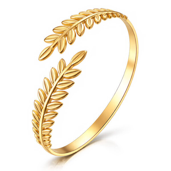 "Leaves" Bracelet, 18K Gold Plated Steel