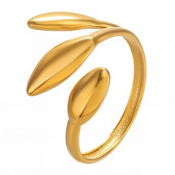 18K gold plated Stainless steel  "Leafs" finger ring, Intensity