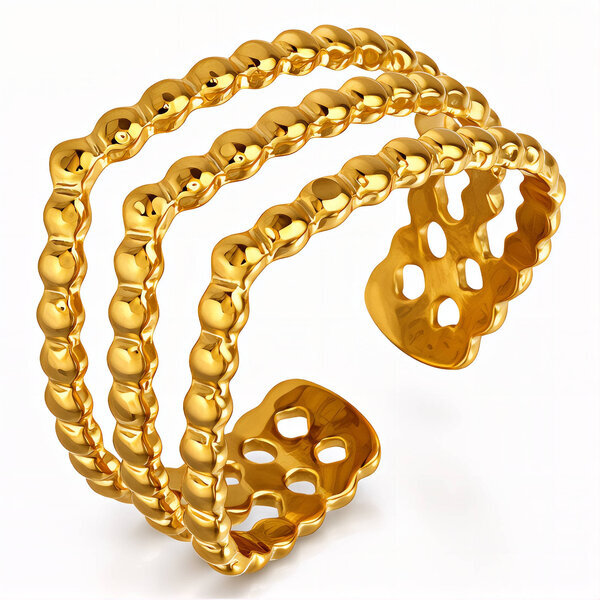 Ring, 18K Gold Plated Steel