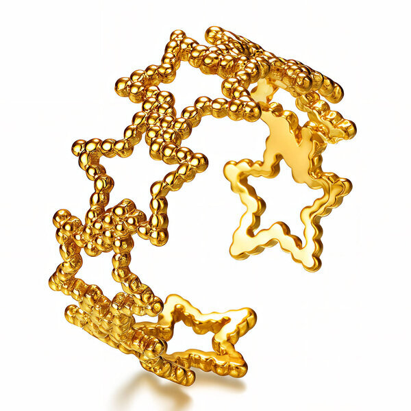 "Stars" Ring, 18K Gold Plated Steel