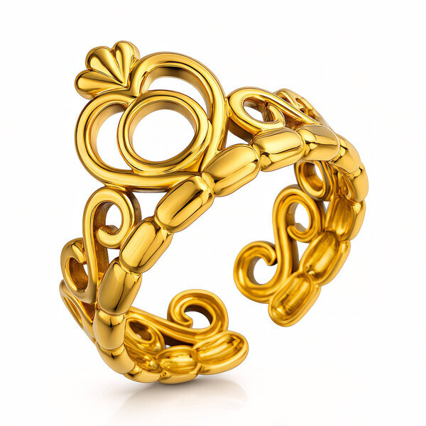 "Heart" Ring, 18K Gold Plated Steel