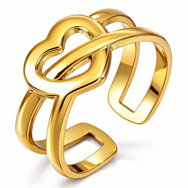 "Heart" Ring, 18K Gold Plated Steel