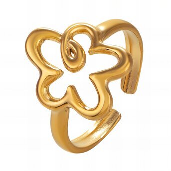 18K gold plated Stainless steel  "Flower" finger ring, Intensity