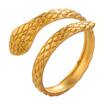 18K gold plated Stainless steel  "Snake" finger ring, Intensity