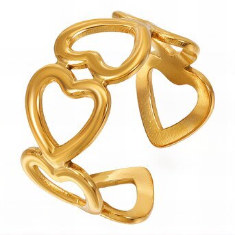 18K gold plated Stainless steel  "Hearts" finger ring, Intensity