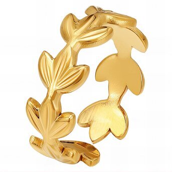 18K gold plated Stainless steel  "Leafs" finger ring, Intensity