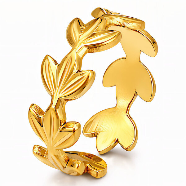 "Leaves" Ring, 18K Gold Plated Steel