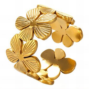 "Flowers" Ring, 18K Gold Plated Steel