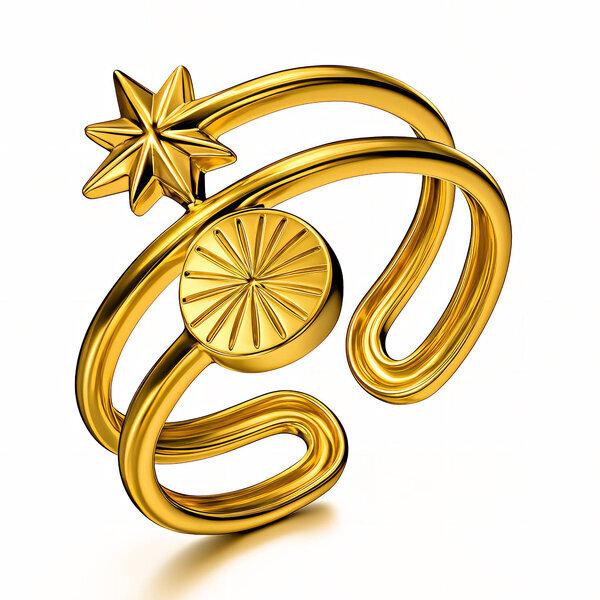 "Flowers" Ring, 18K Gold Plated Steel