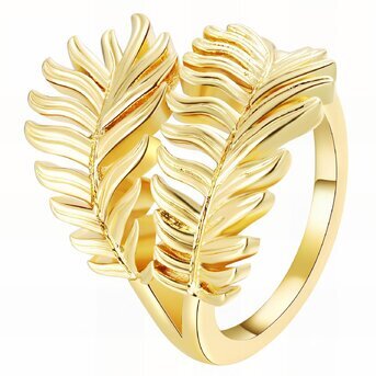 18K gold plated Stainless steel  "Leafs" finger ring, Intensity