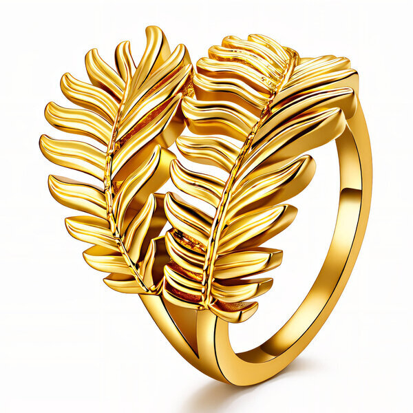 "Leaves" Ring, 18K Gold Plated Steel