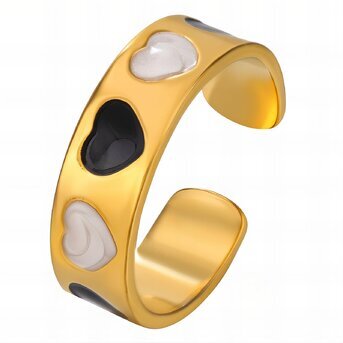 "Hearts" Ring, 18K Gold Plated Steel
