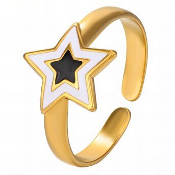 18K gold plated Stainless steel  "Stars" finger ring, Intensity