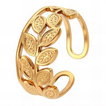 18K gold plated Stainless steel  "Leafs" finger ring, Intensity