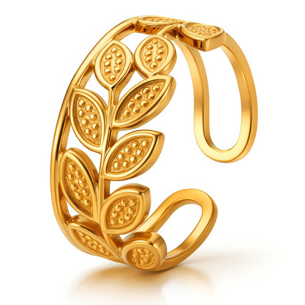 "Leaves" Ring, 18K Gold Plated Steel