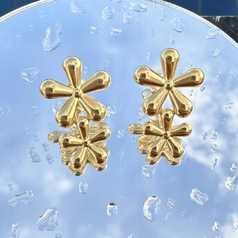 18K gold plated Stainless steel  "Flowers" earrings, Intensity