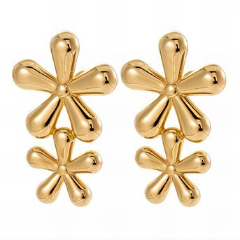 18K gold plated Stainless steel  "Flowers" earrings, Intensity