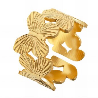 18K gold plated Stainless steel  "Butterflies" finger ring, Intensity