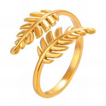 18K gold plated Stainless steel  "Leafs" finger ring, Intensity