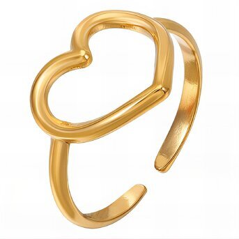 18K gold plated Stainless steel  "Heart" finger ring, Intensity