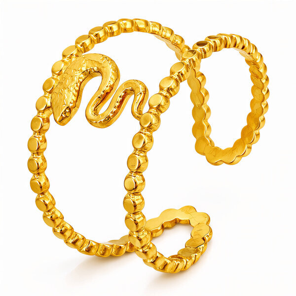 "Snake" Ring, 18K Gold Plated Steel