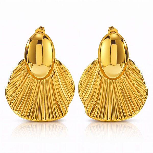 Earrings, 18K Gold Plated Steel