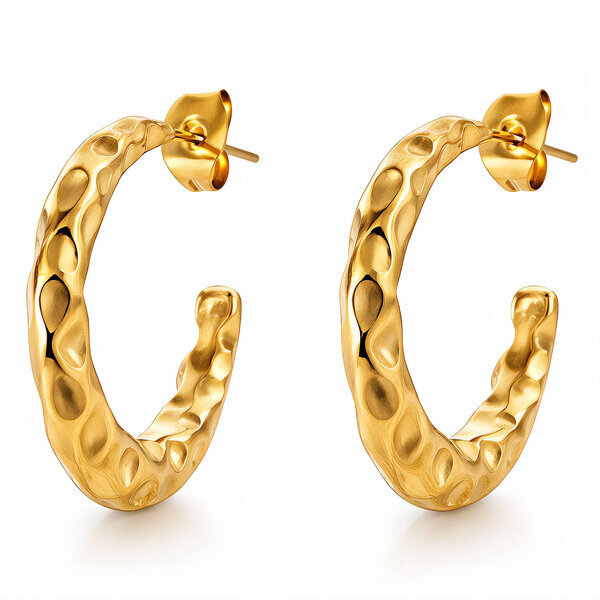Earrings, 18K Gold Plated Steel