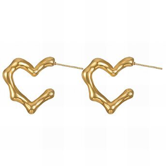 18K gold plated Stainless steel  "Hearts" earrings, Intensity